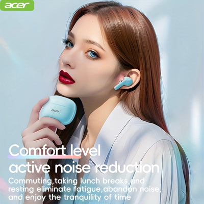 ACER OHR504 Wireless Headphone, Super Long Standby, Wireless Earphone Hi-Fi Stereo Sound, Smart Call Noise Cancellation, Gaming Mode Low Latency,  Comfortable Fit for Travel, Sports, Work, Study, Game, Multi-Device, Ideal Chr