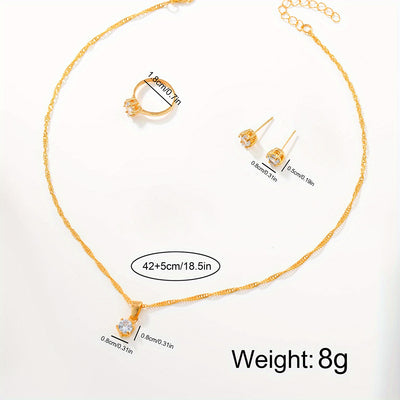 Women'S Watch Sets 6pcs Elegant Quartz Watch And Jewelry Set, Fashion Women'S Round Watch, Rhinestone Necklace, Earrings, Ring, Bracelet Set Suitable for Daily Wear And Best Holiday Gifts (No Box)