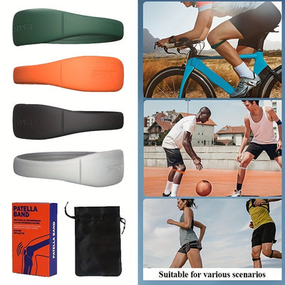 Silicone Patella Support Strap - Knee Stabilizer & Brace for Running, Basketball & Outdoor Sports - Includes Box & Bag