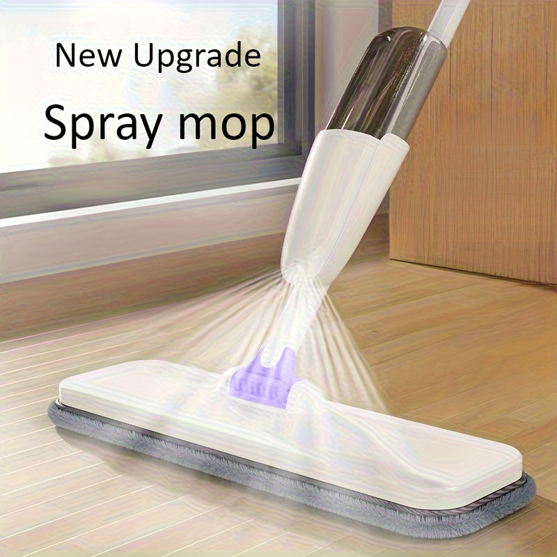 1 household mop with spraying function, including 4 replaceable cleaning cloths, with 360-degree flexible cleaning-suitable for living room, bedroom, kitchen and bathroom.
