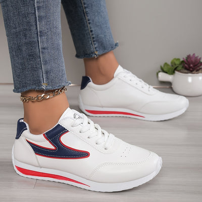 Women's Simple Platform Sneakers, Casual Lace Up Outdoor Shoes, Comfortable Low Top Shoes