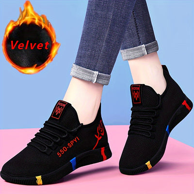 Women's Rose Pattern Sports Shoes, Breathable & Lightweight Running Sneakers, Comfy Outdoor Walking Trainers