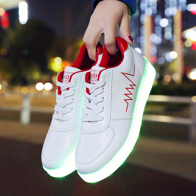 Women's Colorful Luminous Sneakers, Lace Up Low-top Lightweight Outdoor Shoes, Casual Sporty Footwear