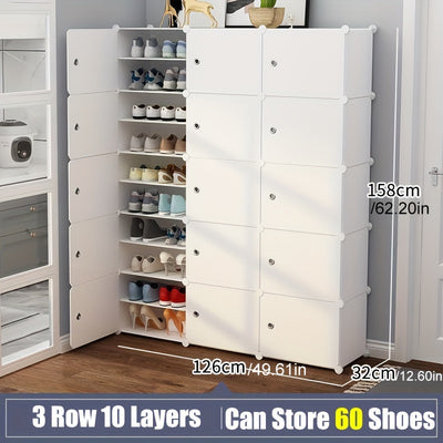 Expandable Shoe Rack with Doors - Portable Organizer for 8-60 Pairs of Shoes, Boots & Slippers - No Assembly Required