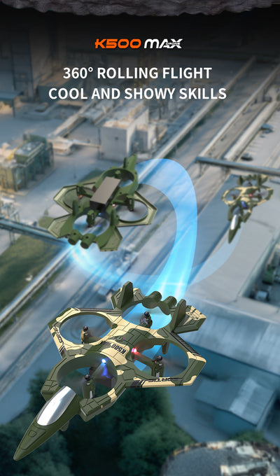 K500MAX RC Drone with 360° Flips, Throw Start, Altitude Hold, One-Key Speed Switch, Crash Resistant Design, RGB Lights, Headless Mode, 6-8 Minute Battery Life, 3m/s Max Speed, Usb Charging, Outdoor Flying, Stunt Enthusiasts,