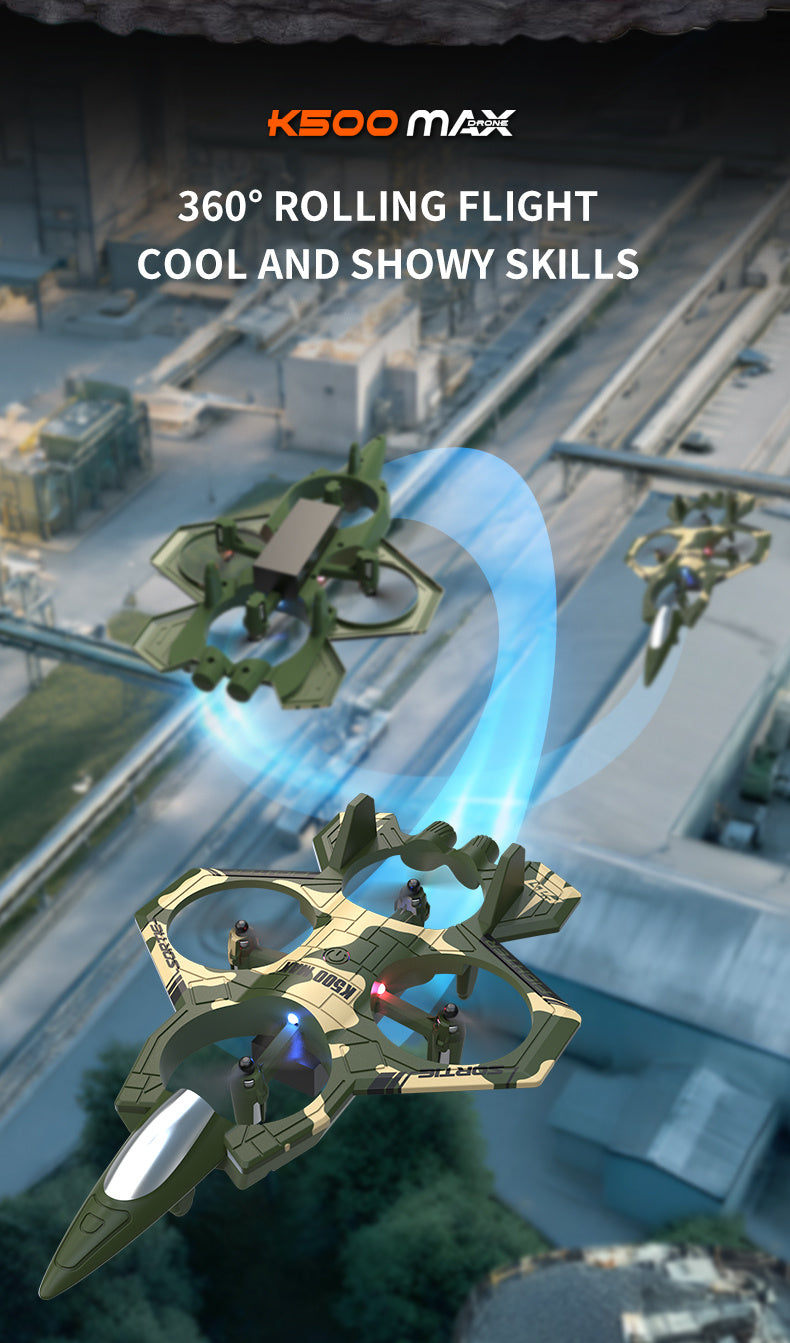 K500MAX RC Drone with 360° Flips, Throw Start, Altitude Hold, One-Key Speed Switch, Crash Resistant Design, RGB Lights, Headless Mode, 6-8 Minute Battery Life, 3m/s Max Speed, Usb Charging, Outdoor Flying, Stunt Enthusiasts,