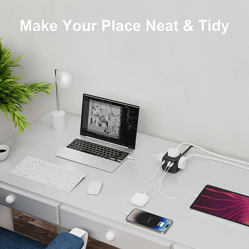 The New Multifunctional Cube-Shaped Socket Is Suitable for Travel, Home, And Office Use.