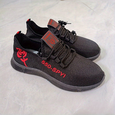 Women's Rose Pattern Sports Shoes, Breathable & Lightweight Running Sneakers, Comfy Outdoor Walking Trainers