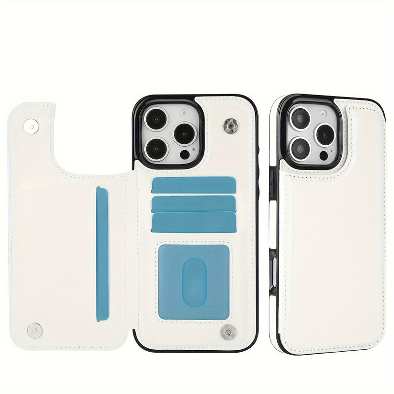 جراب iPhone قابل للطي من الجلد الصناعي عالي الجودة مع فتحات للبطاقات وحامل مقاوم للصدمات متوافق مع موديلات مختلفة بما في ذلك X XR XS Max 11 pro 12 pro 13 pro 14 15 16 SE 6 7 8 plus