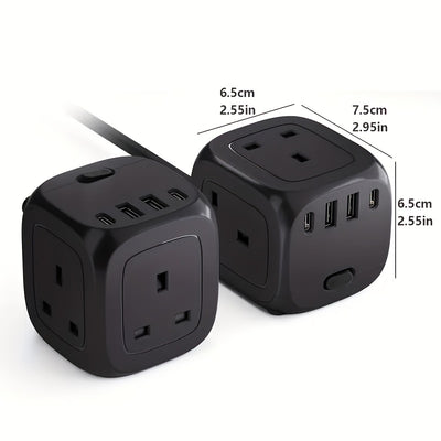 The New Multifunctional Cube-Shaped Socket Is Suitable for Travel, Home, And Office Use.