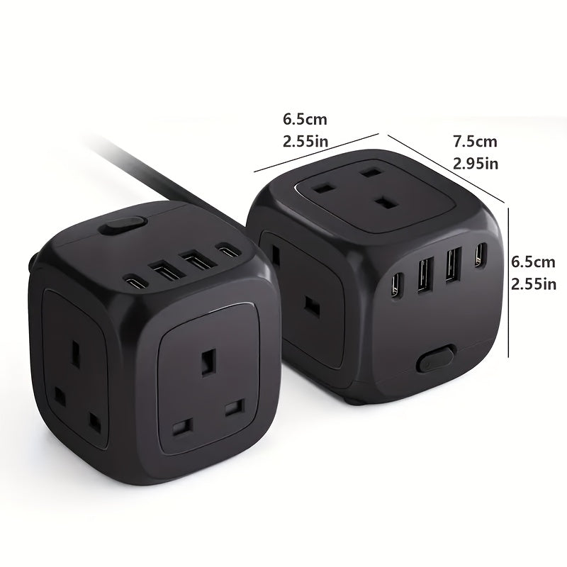 The New Multifunctional Cube-Shaped Socket Is Suitable for Travel, Home, And Office Use.