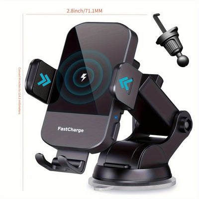 Hot-Selling Car Wireless Charging Holder 15W Fast Charger with Smart Sensor for Mobile Phones