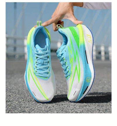 XPD Men's & Women's Lightweight Breathable Running Shoes - Neon Green/Blue/Grey Sneakers with Cushioned Arch Support, Non-Slip MD Sole & Low-Top Design for Gym, Jogging, Training - All-Season Sneakers for Men & Women - Stylis