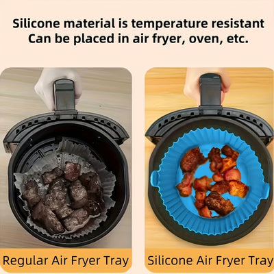 6pcs Silicone Air Fryer Liners - Blue Non-Stick Baking Pans with Scalloped Edges & Perforated Design for Even Heat Distribution, Easy Release, Healthy Oil-Free Cooking - Food-Safe, Reusable, Fits Most Air Fryers, Reusable Kit