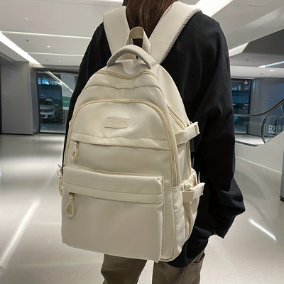 HUOHUO Large Capacity Backpack for Students - Durable Fabric, Multiple Compartments, Adjustable Straps, Ideal for School, College, and Travel, Casual Style, Zipper Closure, Casual Daypack|Casual Style Backpack|Durable Fabric