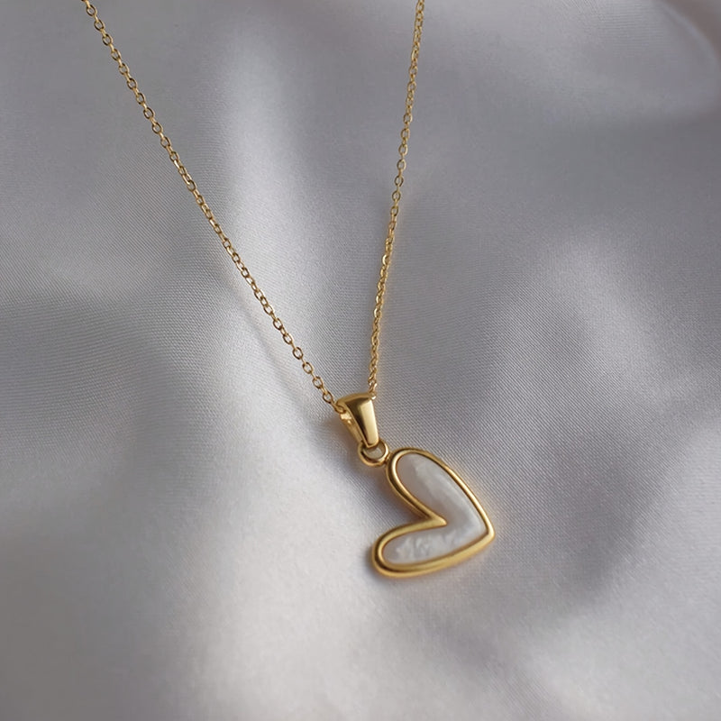 Set of 2 Cute Fashion Stainless Steel Pendant Necklace for Women, Heart Shape Design, Suitable for Valentine&