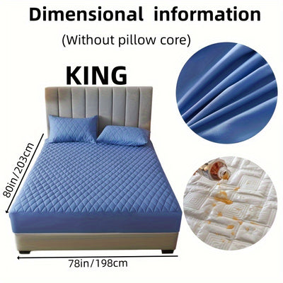 2/3pcs Set of Quilted Waterproof Bed Cover in Multiple Colors, Waterproof Mattress Protector, Bed Cover And Pillowcase Set, Non-Slip Full Coverage Bed Cover.