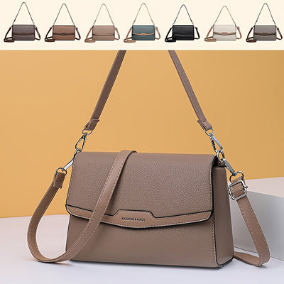 Women'S Crossbody Bag with Adjustable Strap - Purse, Magnetic Closure, Minimalist Everyday Bag for Women, Office, Travel, Parties - Available in Khaki, Light Brown, White, Gray, Purple, Black - Synthetic Faux Leather Handbag,