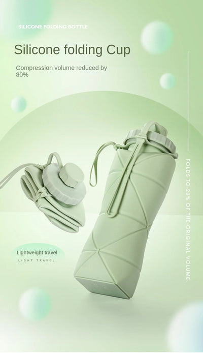 Foldable Silicone Insulated Tumbler - Large Capacity, Portable Water Bottle with Lid and Strap, Ideal for Outdoor, Travel, and Sports Use, Hand Wash Only, Outdoor Hydration|Foldable Water Bottle|Durable Insulation