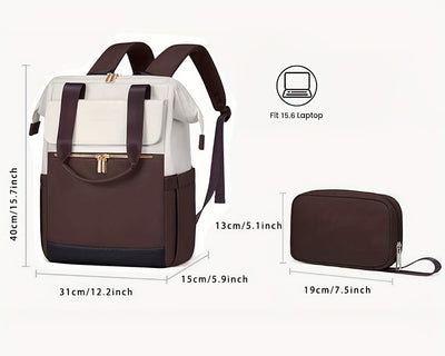 حقيبة ظهر أنيقة قابلة للتحويل للكمبيوتر المحمول للنساء - نايلون ناعم، حجرات متعددة، إغلاق بسحاب، مثالية للمدرسة والسفر والترفيه، متوفرة باللون الرمادي والوردي والأزرق والأحمر والأسود، حقيبة ظهر للمدرسة