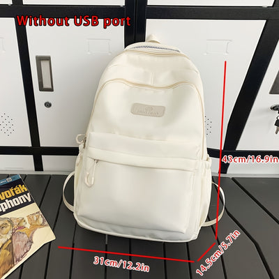 HUOHUO Large Capacity Backpack for Students - Durable Fabric, Multiple Compartments, Adjustable Straps, Ideal for School, College, and Travel, Casual Style, Zipper Closure, Casual Daypack|Casual Style Backpack|Durable Fabric