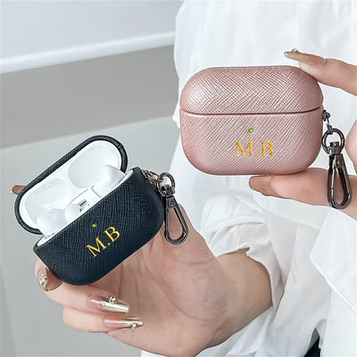 Personalized Initials Letters Customize New Earphone Case for Airpods 1 2 3 4 Pro 2 Luxury Cross Pattern with Keychain Cover, Synthetic Faux Leather, with Keychain, for Airpods Case | Luxury Design | Durable Earphone Case, Ea