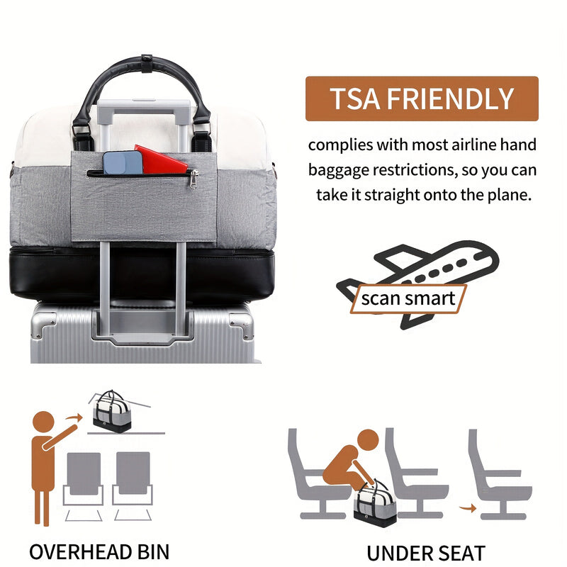 مجموعة حقائب سفر بسيطة ذات سعة كبيرة، حقيبة يد خفيفة الوزن بسحاب، حقيبة محمولة للاستخدام اليومي مع حزام قابل للفصل، حقيبة للجنسين للاستخدام اليومي