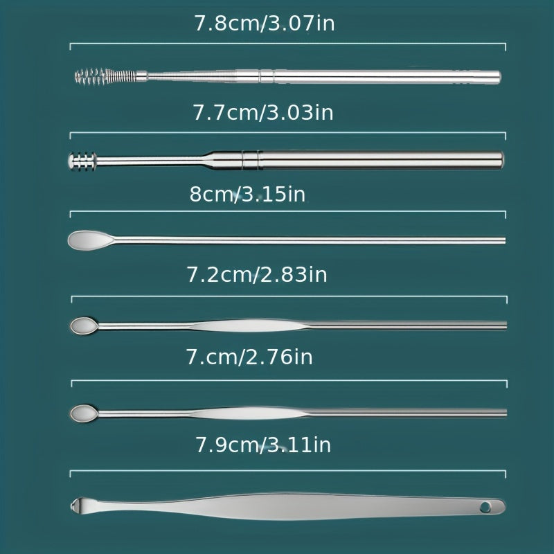 6 قطع من أدوات تنظيف الأذن وإزالة الشمع - أعواد تنظيف الأذن لإزالة شمع الأذن بسهولة وفعالية - ملعقة تنظيف الأذن للعناية الصحية للتنظيف والصيانة