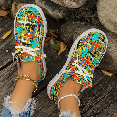 Women's Easter Themed Canvas Shoes, Casual Lace Up Outdoor Shoes, Lightweight Low Top Shoes