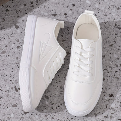 Women's Solid Color Sneakers, Casual Lace Up Outdoor Shoes, Lightweight Low Top Shoes