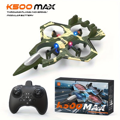 K500MAX RC Drone with 360° Flips, Throw Start, Altitude Hold, One-Key Speed Switch, Crash Resistant Design, RGB Lights, Headless Mode, 6-8 Minute Battery Life, 3m/s Max Speed, Usb Charging, Outdoor Flying, Stunt Enthusiasts,