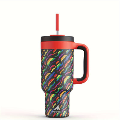 40oz Insulated Stainless Steel Tumbler with Dual Handles - Leakproof, PVC-Free, Perfect for Sports & Home Use