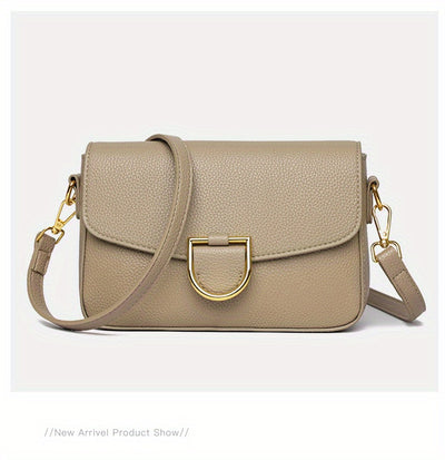 1pc Women's Top-Grain Cowhide Leather Crossbody Bag - Minimalist Square Design with Golden-Tone Hardware, Adjustable Strap & Zipper Closure, Beige/Tan/Black/Green - Casual Everyday Purse for Commuting, Work & Travel, Durable