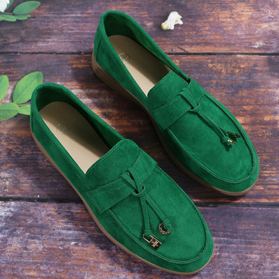 Women's Flat Shoes, Casual Slip On Outdoor Shoes, Comfy Walking Shoes With Solid Color Pendant