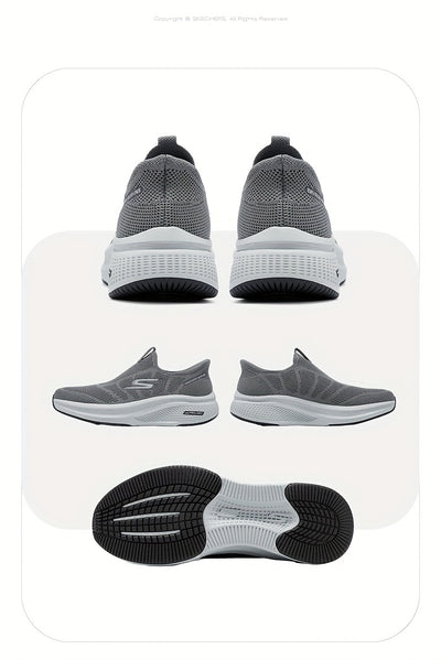 Skechers Men'S Breathable Mesh Slip-On Sneakers - Lightweight Casual Sneakers with EVA Cushioned Sole, White & Gray Design for Running, Walking, and Casual Attire, Summer Footwear, Sleek Shoe Design, Comfortable Fit, Skecher
