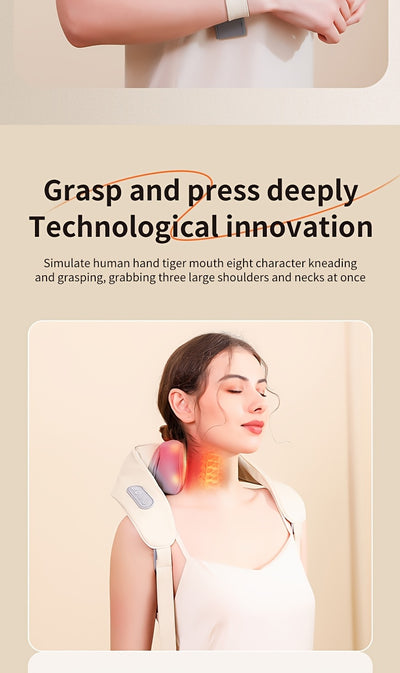 USB Rechargeable Neck Massager, Lumbar And Shoulder Massager, Automatic Cervical Kneader, Trapezius Muscle Massager.