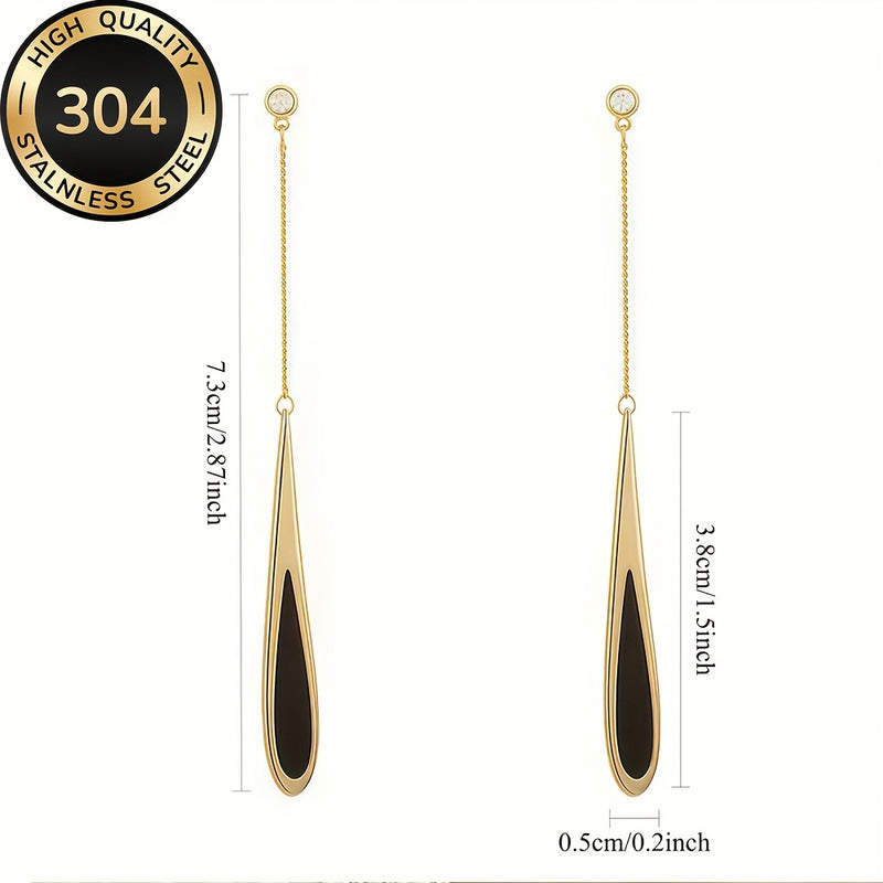 Hypoallergenic Stainless Steel Golden-Tone Teardrop Earrings, Fade-Resistant, Comfortable and Elegant, High-Quality Fashionable Women&