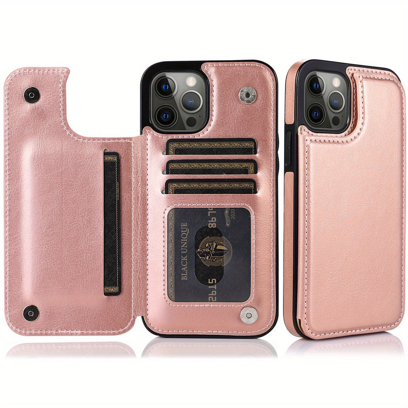 جراب iPhone قابل للطي من الجلد الصناعي عالي الجودة مع فتحات للبطاقات وحامل مقاوم للصدمات متوافق مع موديلات مختلفة بما في ذلك X XR XS Max 11 pro 12 pro 13 pro 14 15 16 SE 6 7 8 plus