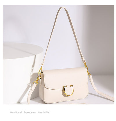 1pc Women's Top-Grain Cowhide Leather Crossbody Bag - Minimalist Square Design with Golden-Tone Hardware, Adjustable Strap & Zipper Closure, Beige/Tan/Black/Green - Casual Everyday Purse for Commuting, Work & Travel, Durable