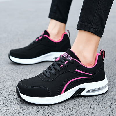 Spring and Autumn New Air Cushion Women's Shoes Fashion Sports Shoes Soft Sole Anti-Slip Casual Travel Shoes Versatile Black Running Shoes Trendy