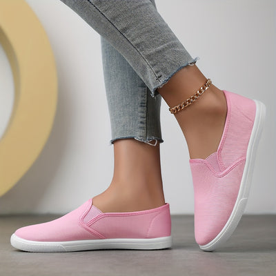Women's Simple Solid Color Canvas Shoes, Casuals Slip On Outdoor Shoes, Lightweight Low Top Shoes