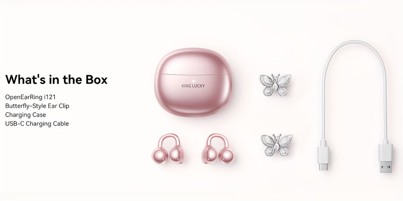 i121 Wireless Clip-On Headphones with Detachable Gemstone Earrings - 10mm Drivers, Hi-Res EQ Sound, Noise Cancellation, Clear Calls, Compatible with All Smartphones, Sports Workout & Halloween Gift, Headphones For Music, Work