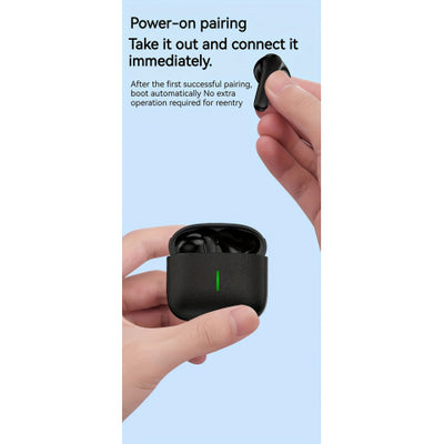 Wireless Earbuds with Long Battery Life, Mini Design, Dual Stereo Sound, Touch Control, Volume Control, Crystal Microphone, 180mAh Lithium Polymer Battery, Type-C Charging, Semi-Open Back Earcups, Non-Waterproof, Compatible w
