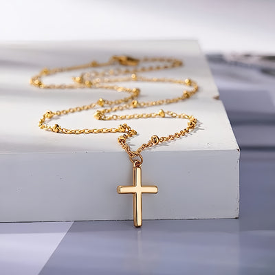 AIVEO high-quality 316 stainless steel Golden Women's cross necklace, -fade, comfortable and versatile, simple and elegant, fashionable Women's necklaces for daily wear parties, jewelry accessories, are exquisite gifts for wo