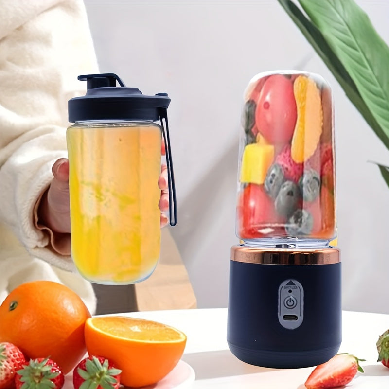 Portable Electric USB Juicer Blender, Dual Cups, Six-Blade System with Button Control, 1500mAh Rechargeble Lithium Battery for Smoothies and Citrus Drinks - Easy to Clean Food Grade Materials Essential Item at Home Kitchen Ou