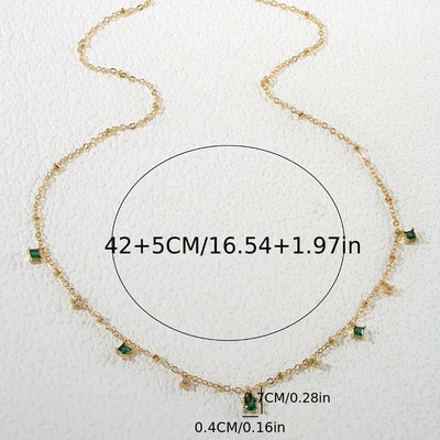 Cute Minimalist Green Zirconia Pendant Necklace Plated with