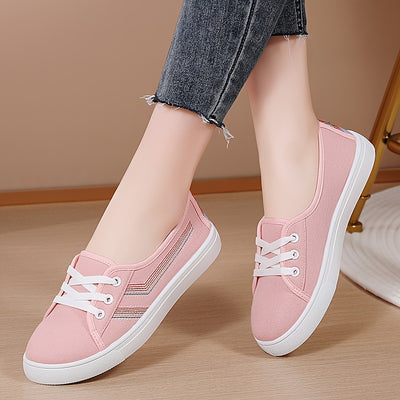 Women's Simple Canvas Shoes, Casual Lace Up Outdoor Shoes, Comfortable Low Top Sneakers