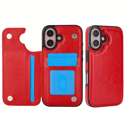 جراب iPhone قابل للطي من الجلد الصناعي عالي الجودة مع فتحات للبطاقات وحامل مقاوم للصدمات متوافق مع موديلات مختلفة بما في ذلك X XR XS Max 11 pro 12 pro 13 pro 14 15 16 SE 6 7 8 plus