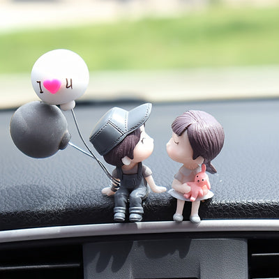 Cute Ornaments Couple Action Figurines Balloons Ornaments For Car Dashboard Decoration