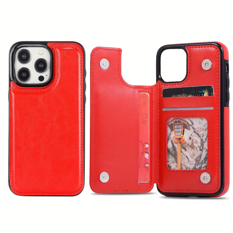 جراب iPhone قابل للطي من الجلد الصناعي عالي الجودة مع فتحات للبطاقات وحامل مقاوم للصدمات متوافق مع موديلات مختلفة بما في ذلك X XR XS Max 11 pro 12 pro 13 pro 14 15 16 SE 6 7 8 plus